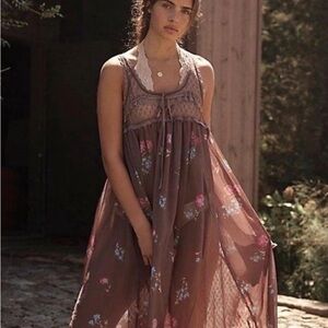 Free People Floral Sheer Maxi Dress